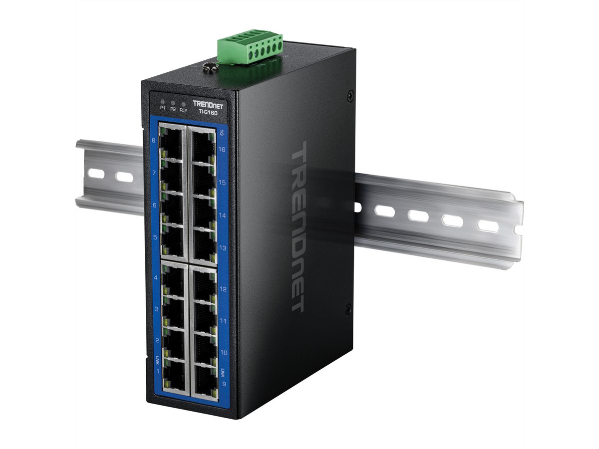 TRENDnet TI-G160 16-Port Gigabit Switch Industrial, DIN-Rail