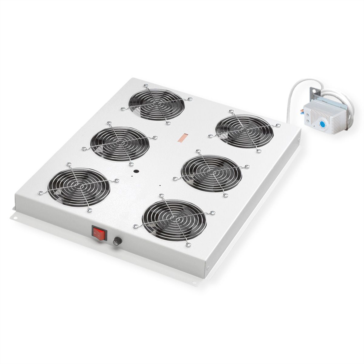 ROLINE 19-Zoll Dachlüftereinheit 6 Lüfter, Thermostat für Serverschrank grau
