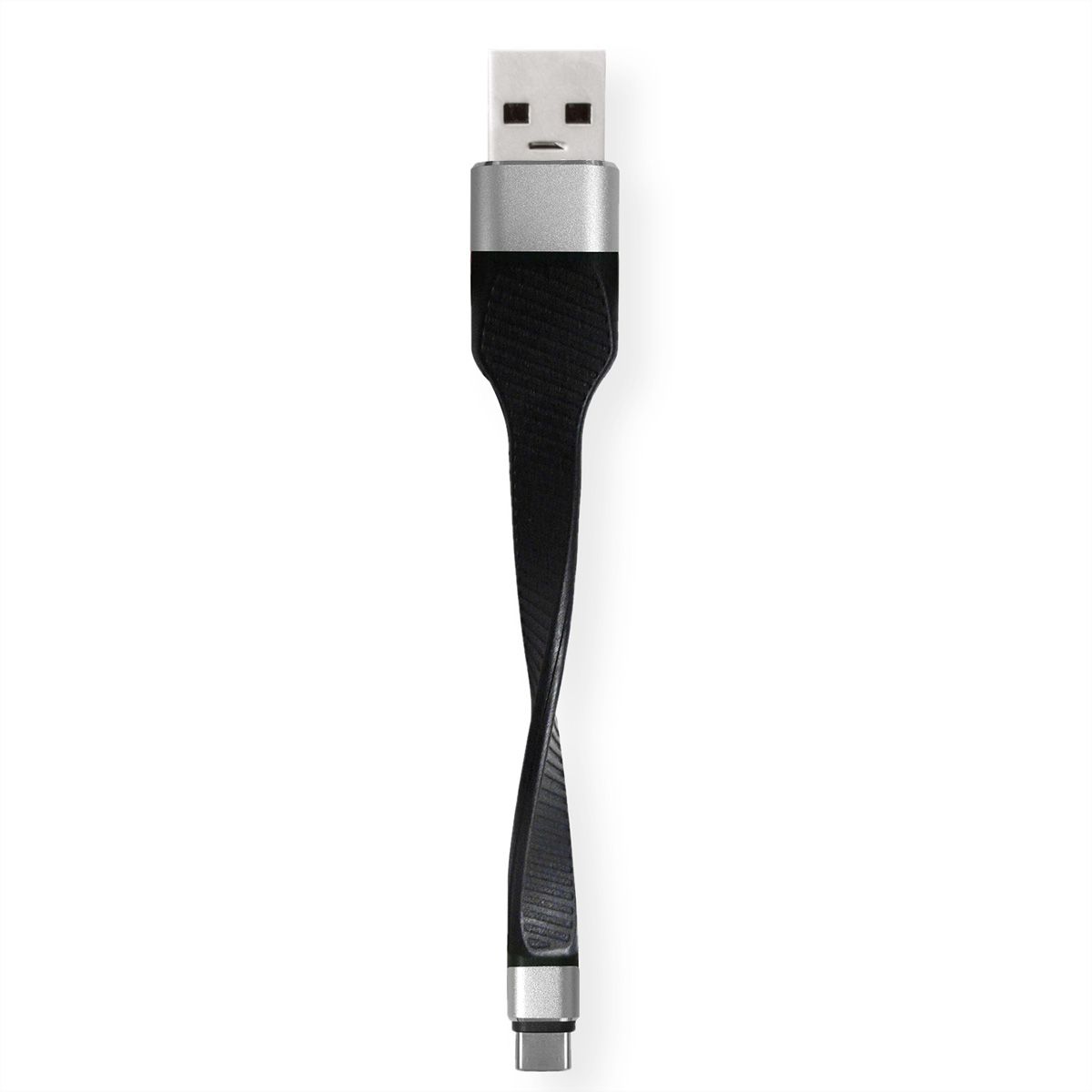 ROLINE USB 3.2 Gen 1 Silikonkabel, USB A-C, ST/ST, schwarz, 11 cm