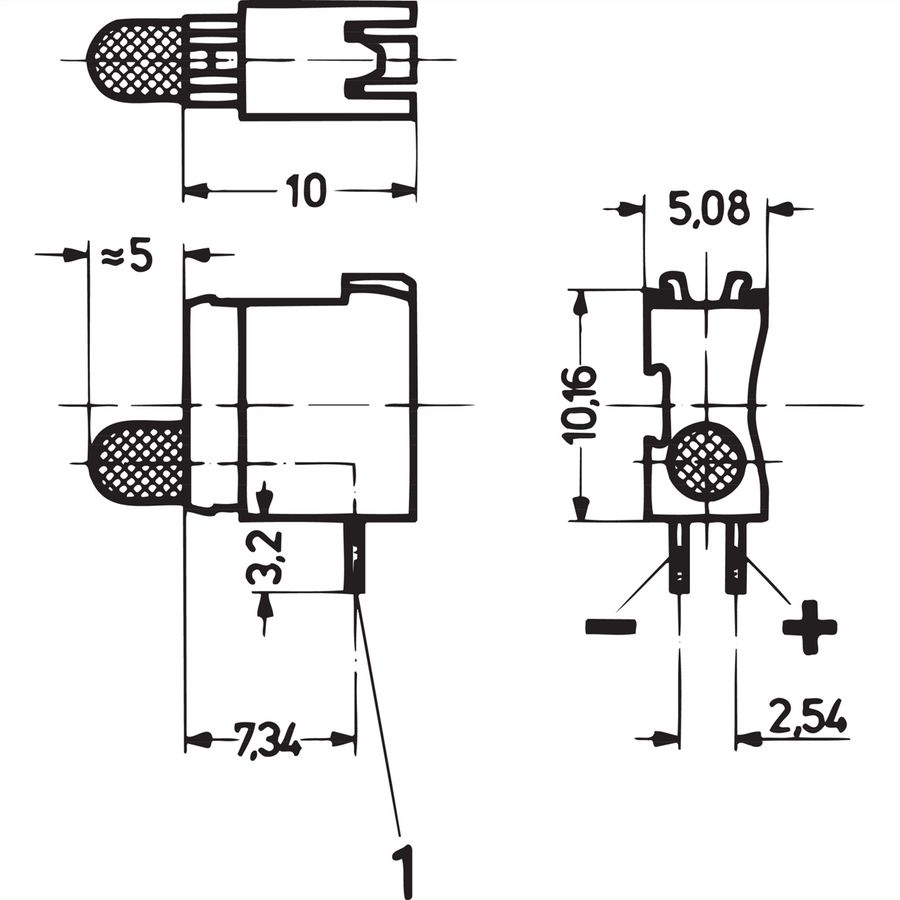 SCHROFF Einfach-LED, kurze Bauform, x 3,2 mm - LEUCHTDIODE 3.2 GR 2MA 1.EB.