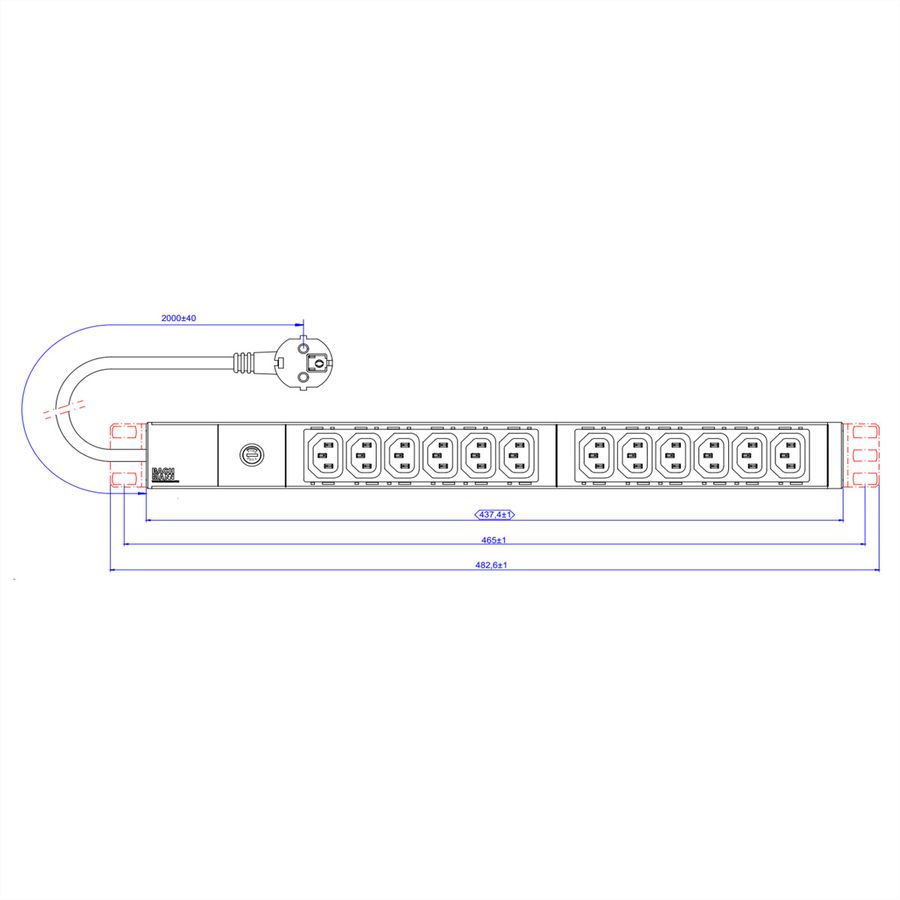 BACHMANN 19" 1HE 12xC13 2,0m CEE7/7