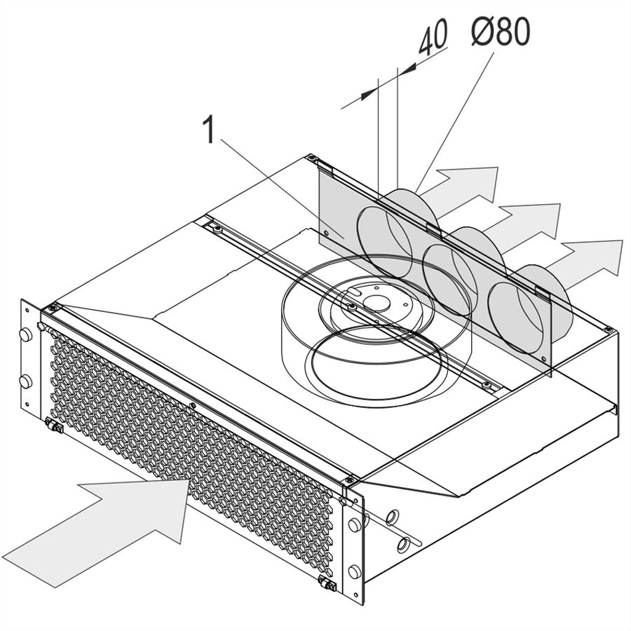 SCHROFF Luftaustritt Rückseite: Abdeckblech oben, ohne Perforation, St, 1 mm, Oberfläche AlZn