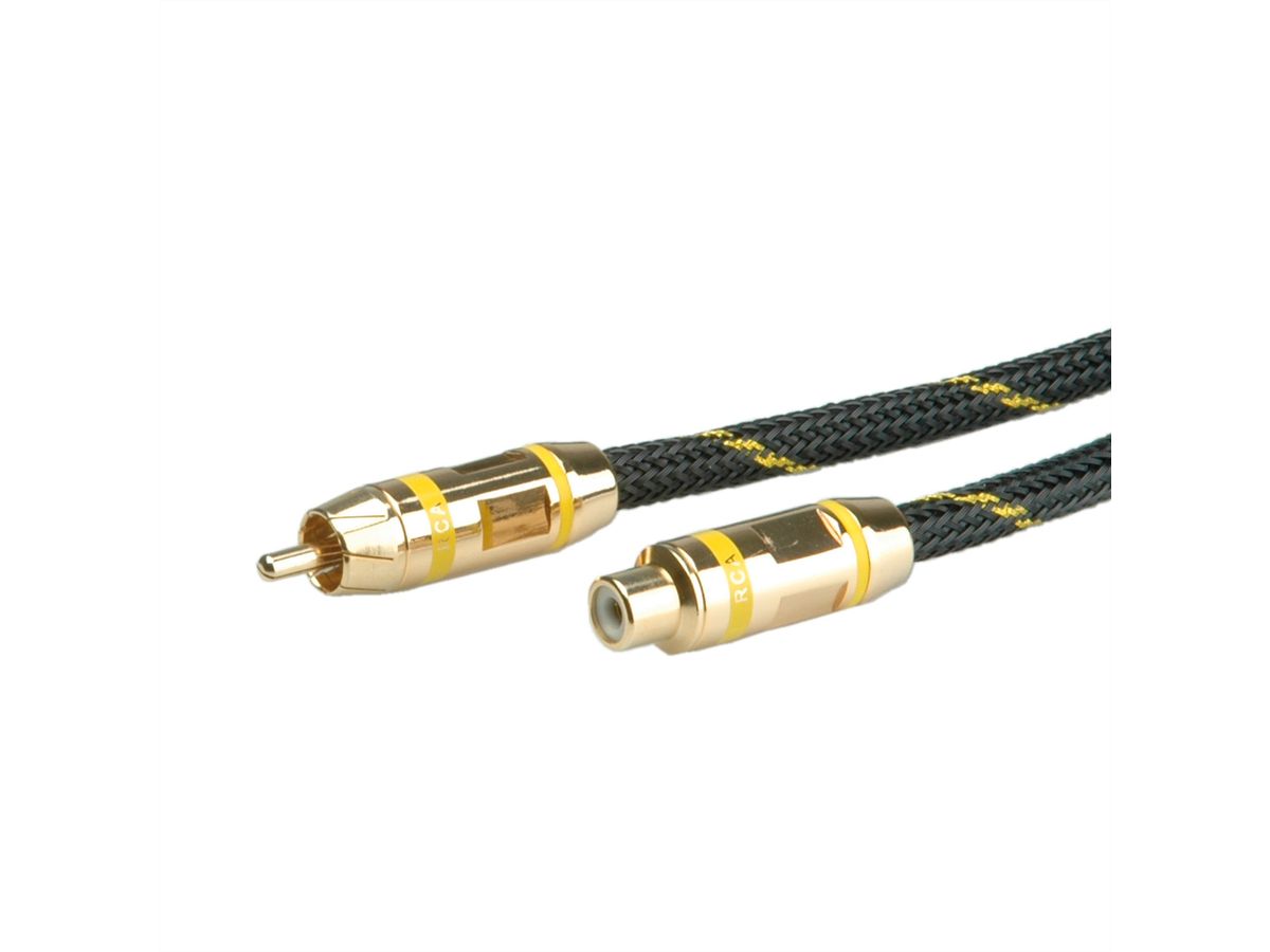 ROLINE GOLD Cinch-Verlängerungskabel simplex ST/BU, gelb, 2,5 m