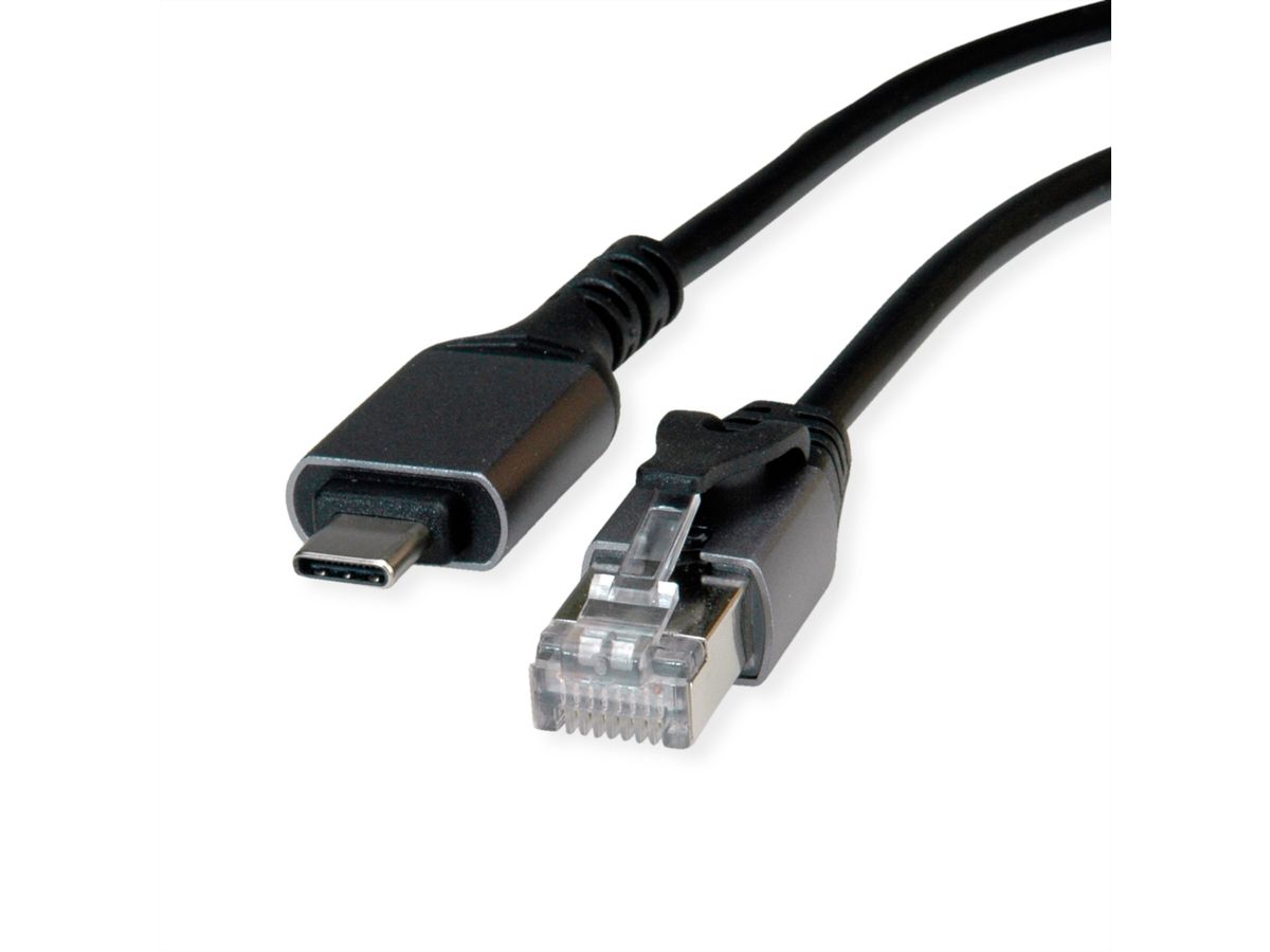 VALUE USB 3.2 Gen 2 Typ C zu Gigabit Ethernet Konverterkabel, schwarz, 3 m