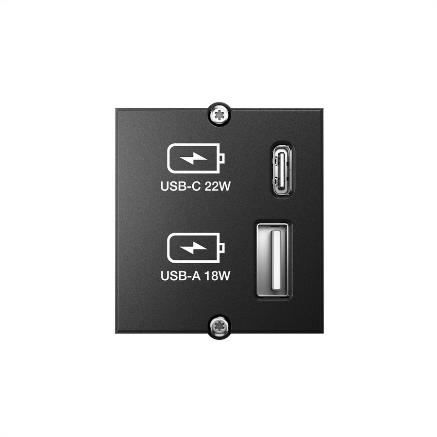 BACHMANN Custom Modul USB Charger Typ A & C 22W, Quickcharge, schwarz