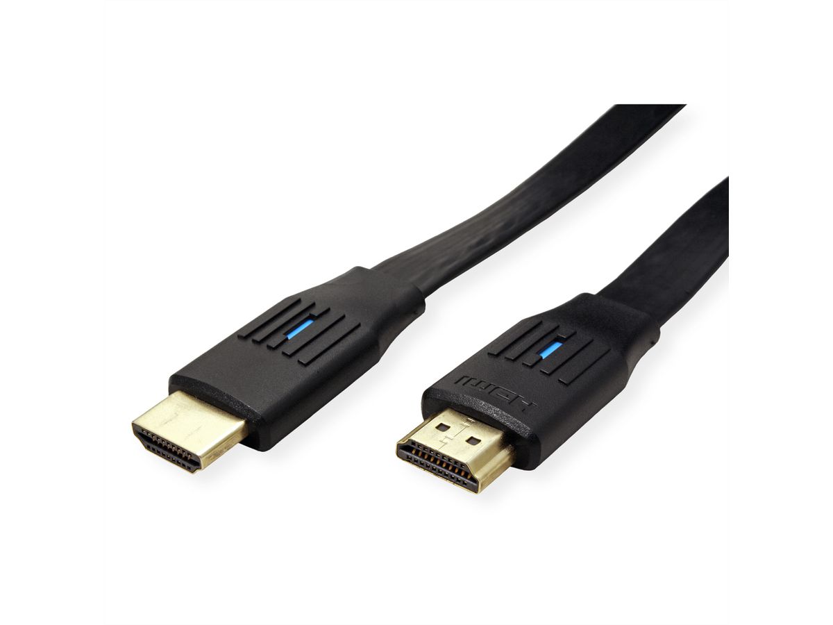 VALUE 8K HDMI Ultra HD Kabel mit Ethernet, flach, ST/ST, schwarz, 1 m