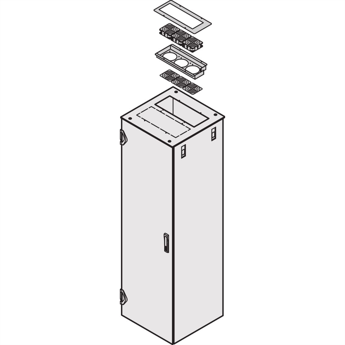SCHROFF Flachdach mit Ausbruchzonen - DACH 800B1000T AUSBR.RAL7021