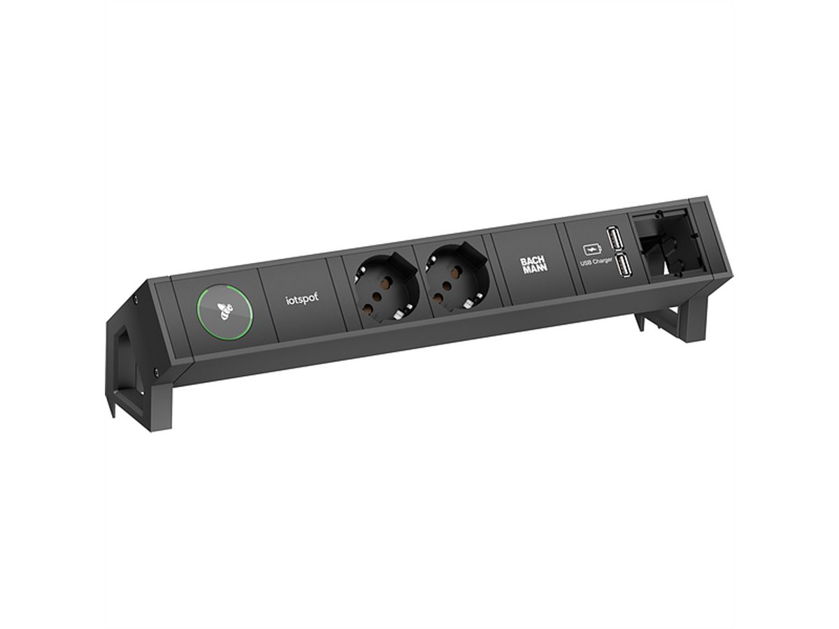 BACHMANN DESK2 iotspot 2xP40 1xUSB 1xCM, 0,2m GST18, RAL9005 Italia