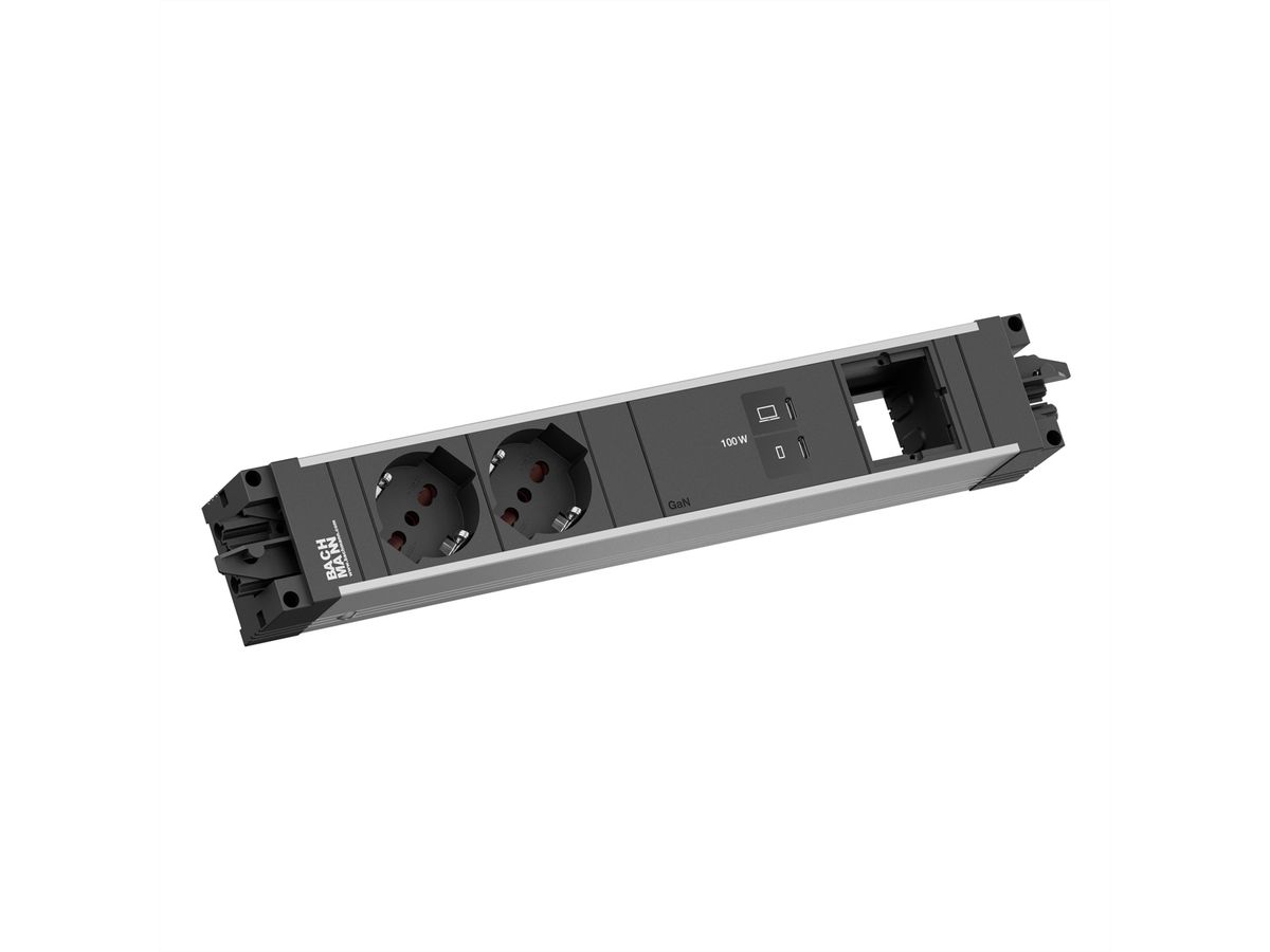 BACHMANN STEP ALU 2xP40, 1xUSB C/C 100W 1xCM