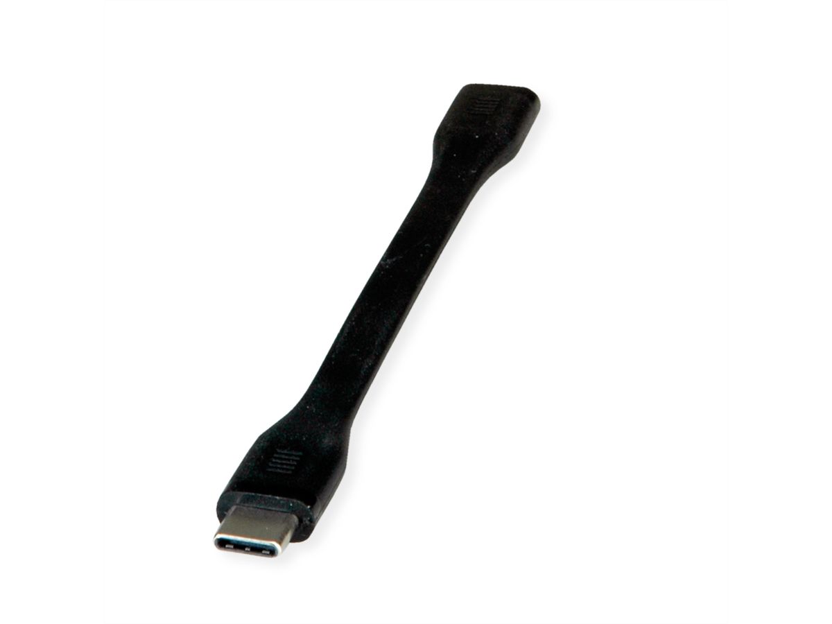 ROLINE USB4 Gen3x2 Kabel, Emark, Flach, C-C, ST/BU, 40Gbit/s, 100W, schwarz, 11,5 cm