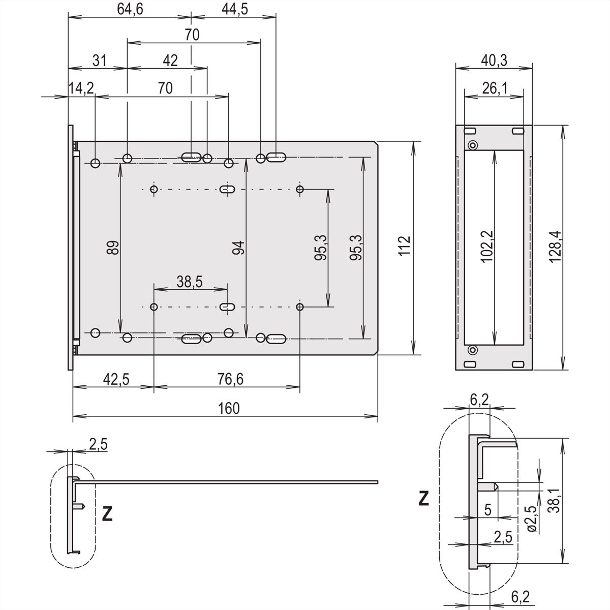 SCHROFF Laufwerkkassette mit U-Frontprofil geschirmt 1 x 3 1/2", 3 HE vertikal - LAUFWERKSKAS.3HE 8TE 3,5"