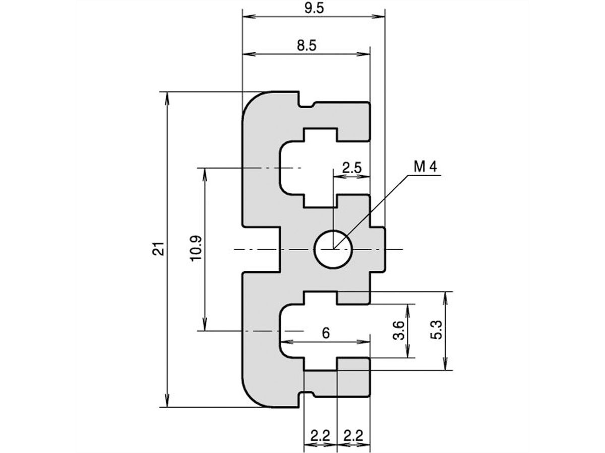 SCHROFF Modulschiene mitte, Typ ST - MODULSCH. MITTE 84TE ST