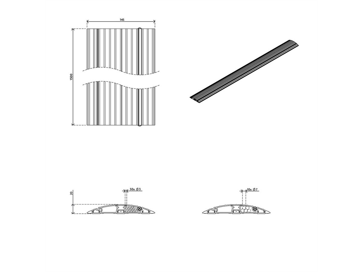 DATAFLEX Addit Kabelschutz, gerade 423, schwarz, 150 cm