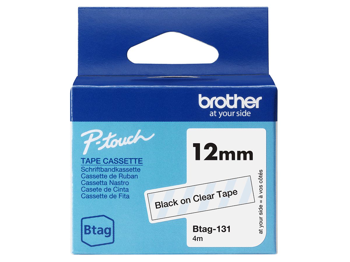 Brother BTAG-131 Etiketten erstellendes Band Schwarz auf transparent