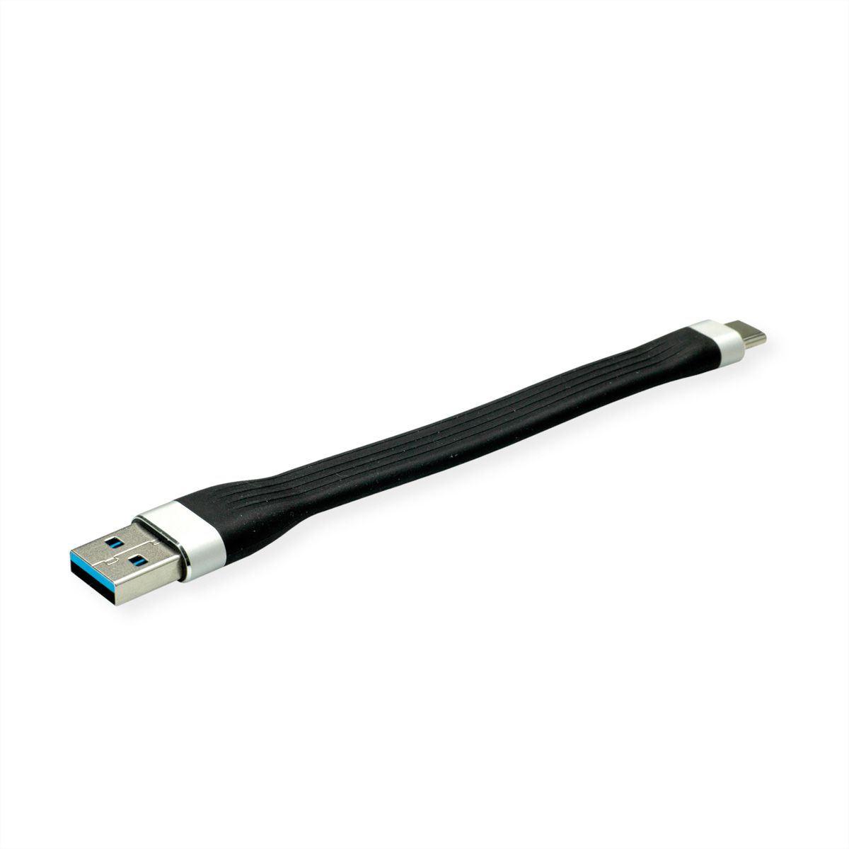 ROLINE USB 3.2 Gen 1 Silikonkabel, USB A-C, ST/ST, schwarz, 11 cm