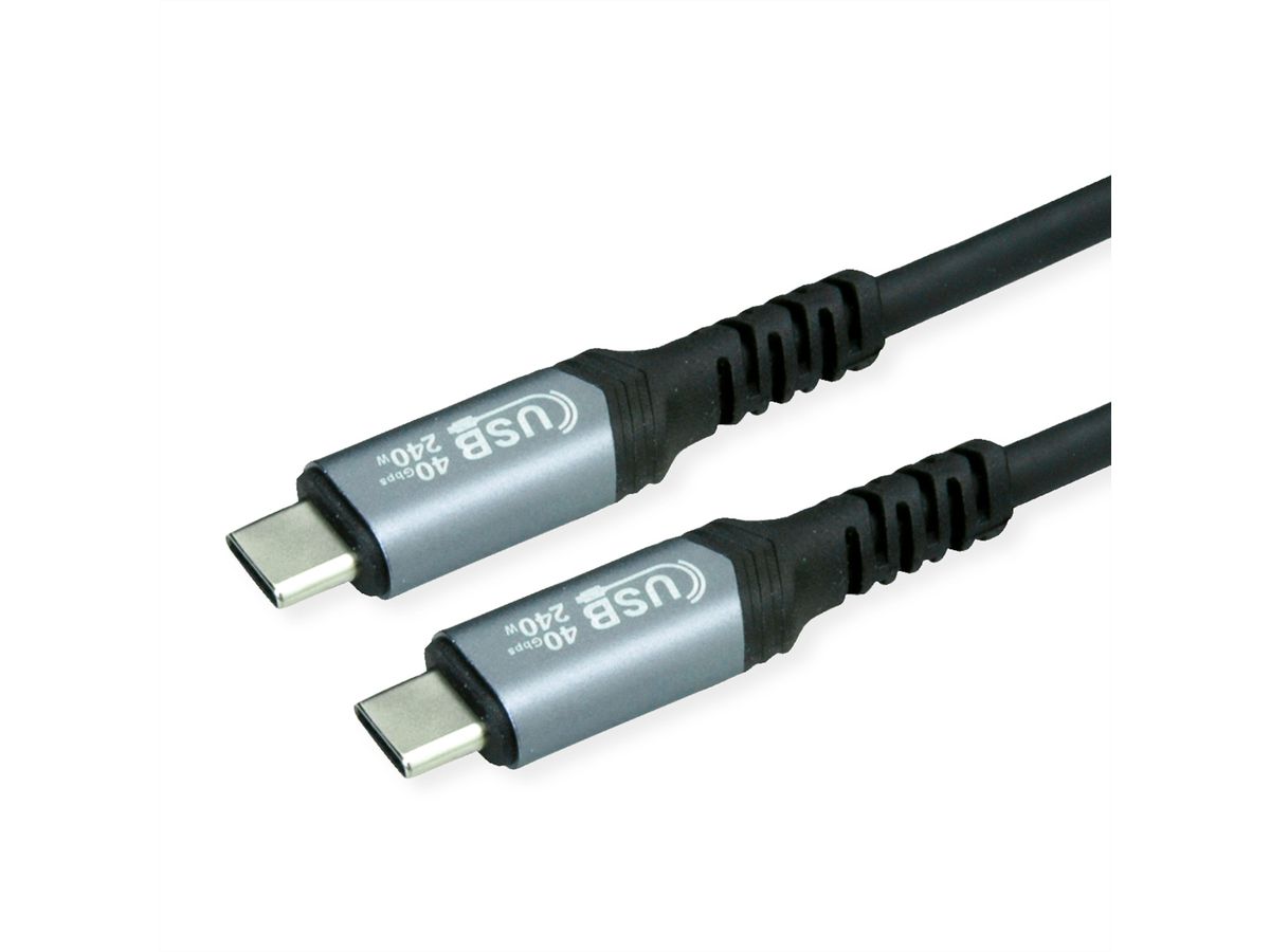 VALUE USB4 Gen3x2 Kabel, C–C, ST/ST, 40Gbit/s, 240W, schwarz, 0,8 m