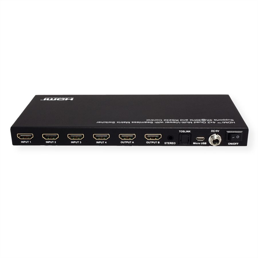 VALUE HDMI Matrix Switch, 4x2 QUAD Multi-Viewer, nahtlose Umschaltung