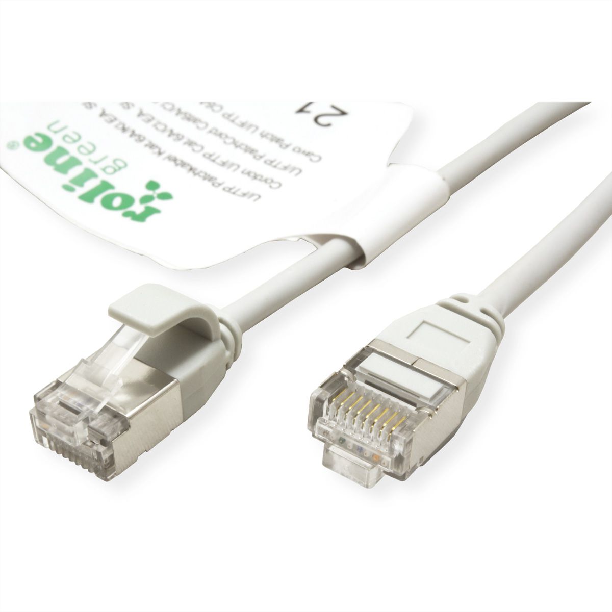 ROLINE GREEN U/FTP Patchkabel Cat.6A (Class EA), LSOH, slim, grau, 0,5 m