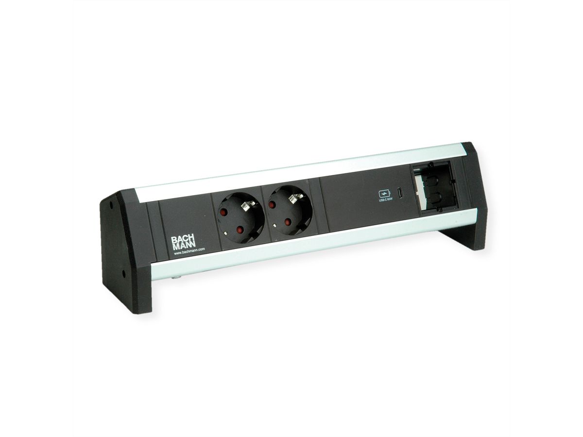 BACHMANN DESK 2xSchutzkontakt USB C, USB Charger 60W 1xABD GST18