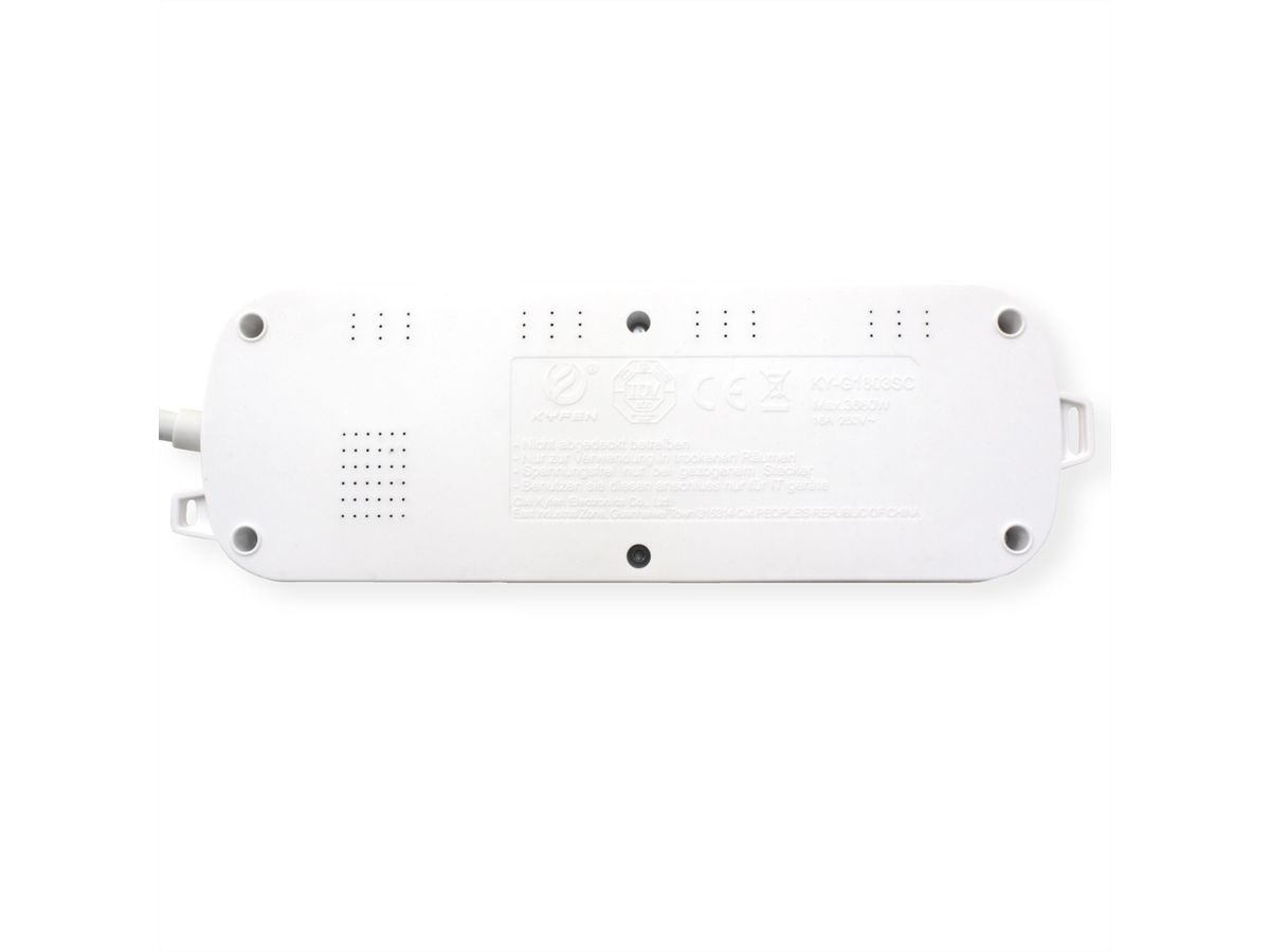 ROLINE 3-fach Steckdosenleiste mit Schalter, USB-Charger A+C, 1,5 m