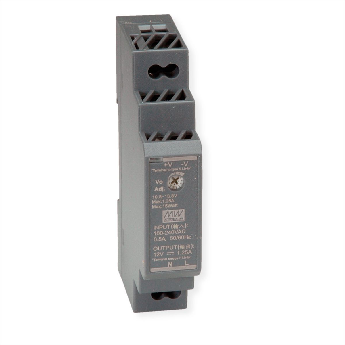 MEAN WELL HDR-15-12 Hutschienennetzteil 15W 12V DC, anthrazit