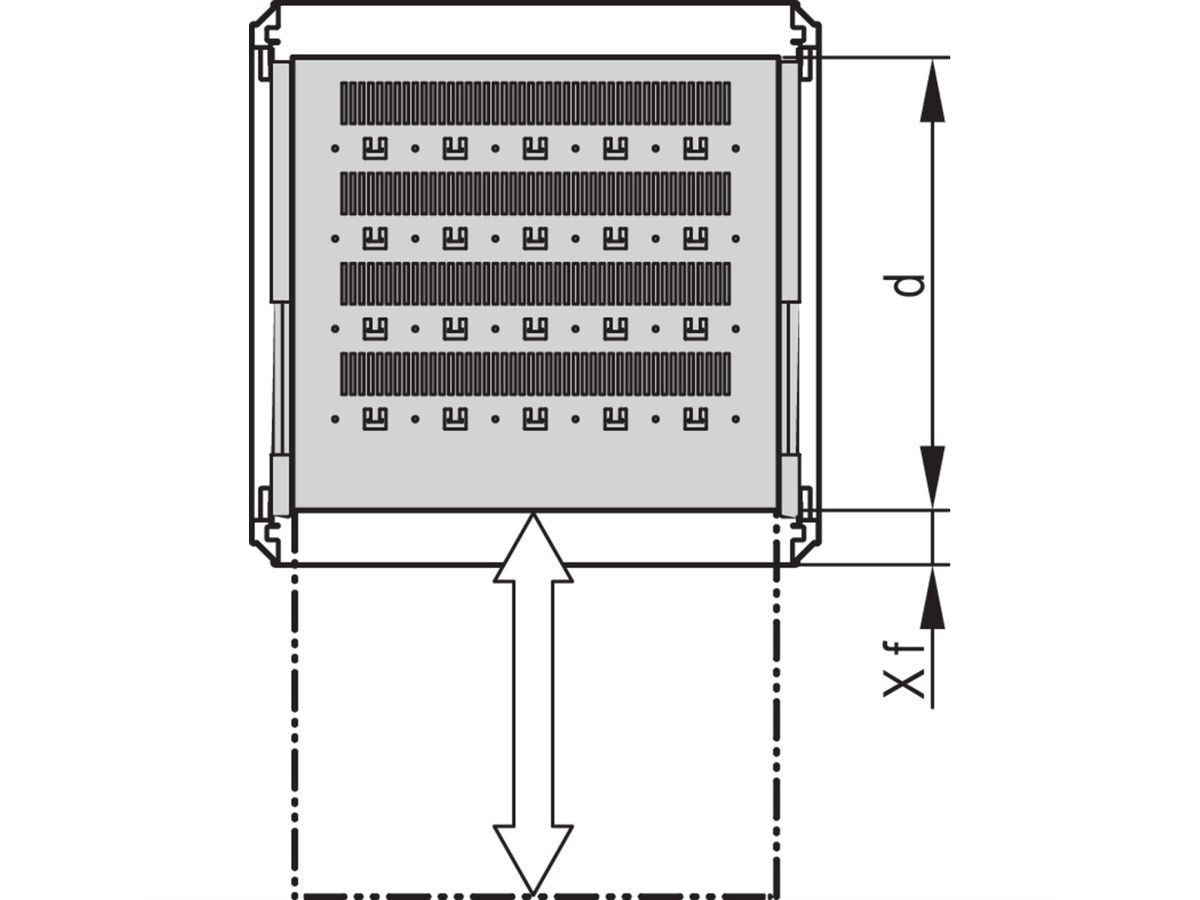 SCHROFF 19" Fachboden, ausziehbar, für Varistar, Novastar, Eurorack, 70 kg, RAL 7021, 553 B 1000 T