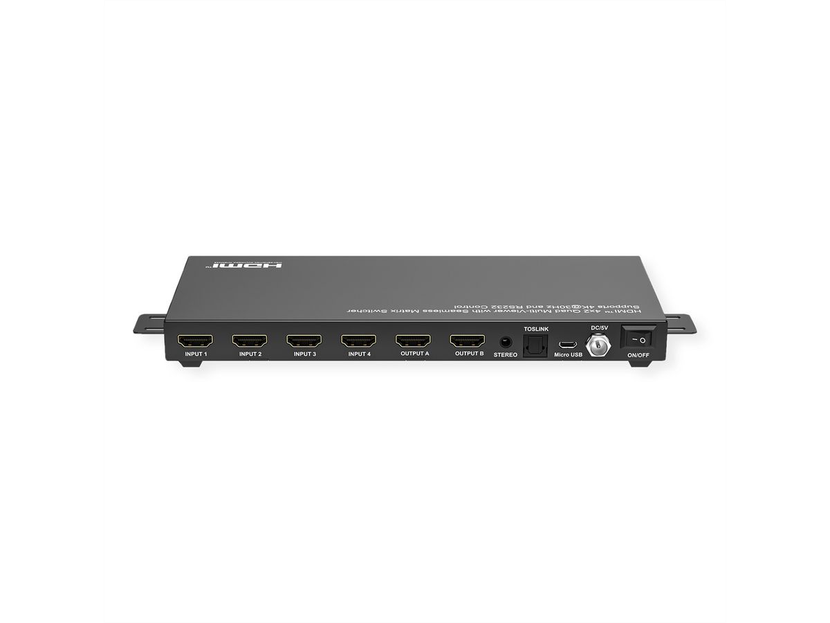 VALUE HDMI Matrix Switch, 4x2 QUAD Multi-Viewer, nahtlose Umschaltung