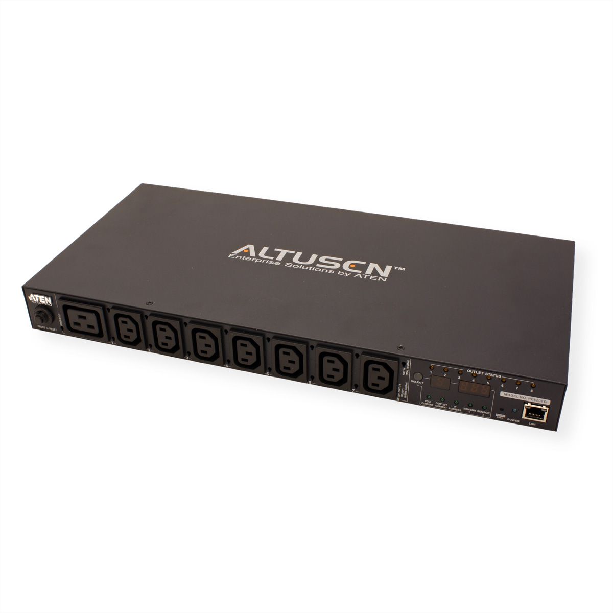 ATEN  PE6208G IP-Fernschaltsteckdose, 8 Port, 1HE, 7xC13, 1x C19 , 16A, Energiemessung