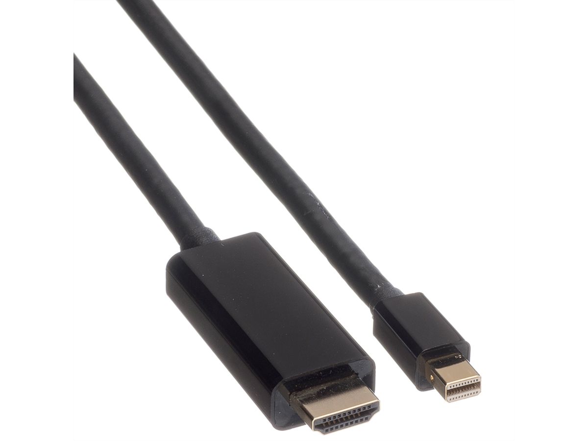 ROLINE Mini DisplayPort Kabel, Mini DP-UHDTV, ST/ST, schwarz, 2 m