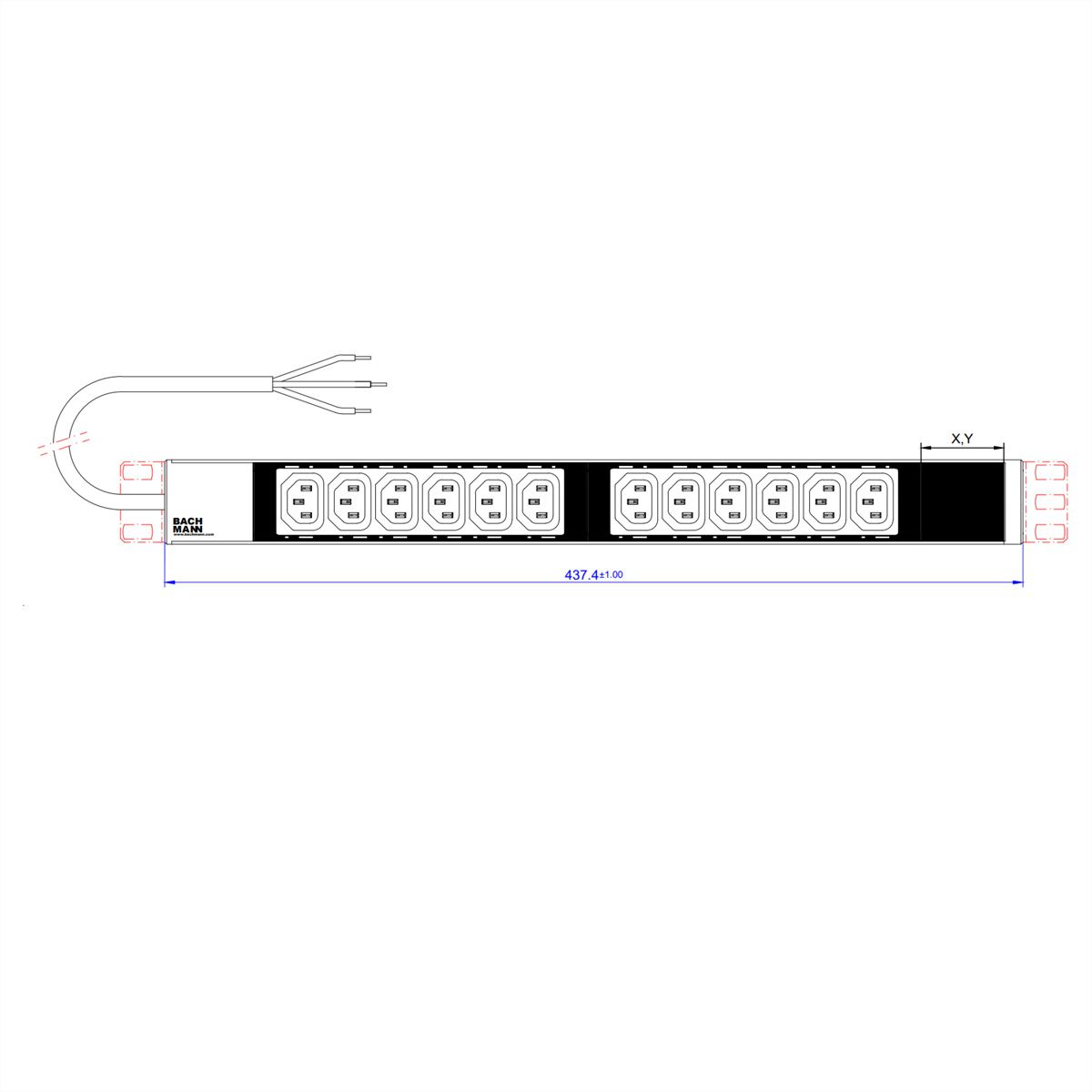 BACHMANN 19" 1HE 12x C13 1x Klemme