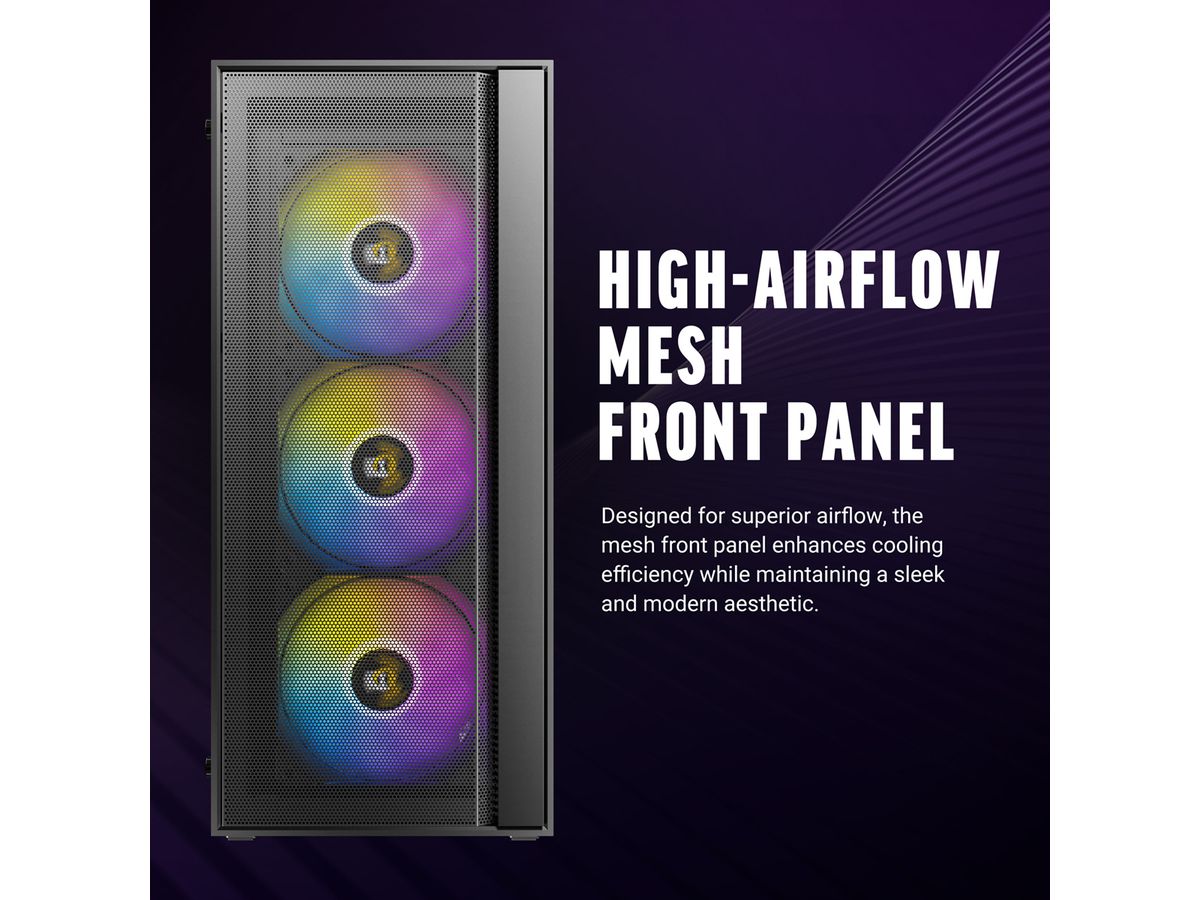 ANTEC AX65 ARGB PC Gehäuse Midi Tower Gaming ATX, schwarz