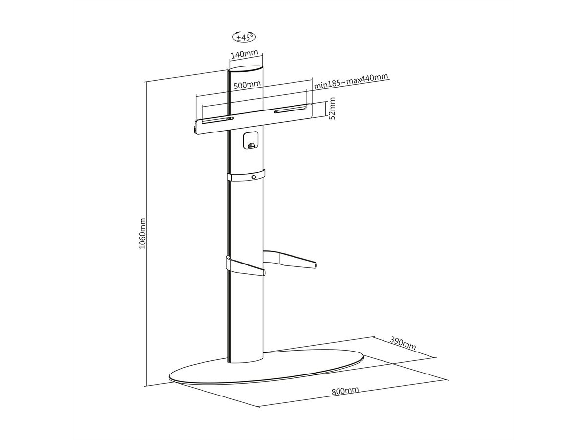 ROLINE LCD-/TV-Ständer, 32-55 Zoll, bis 40 kg, silberfarben