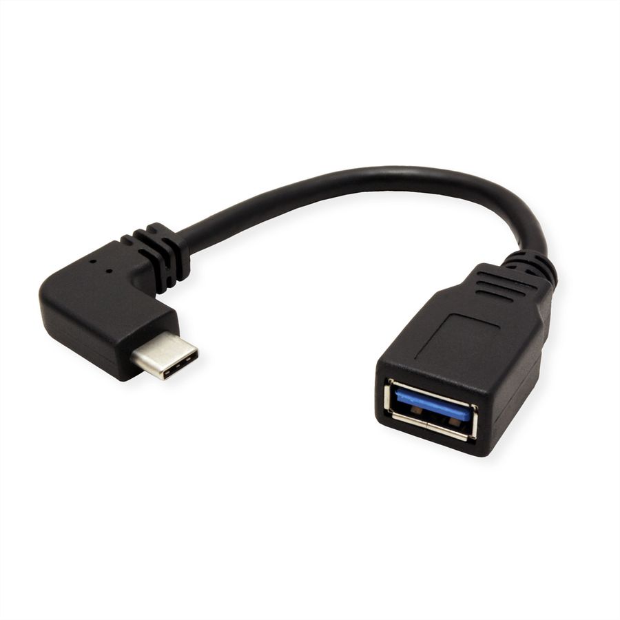 ROLINE USB 3.2 Gen 1 Kabel Typ C - Typ A, ST/BU, OTG, schwarz, 0,15 m