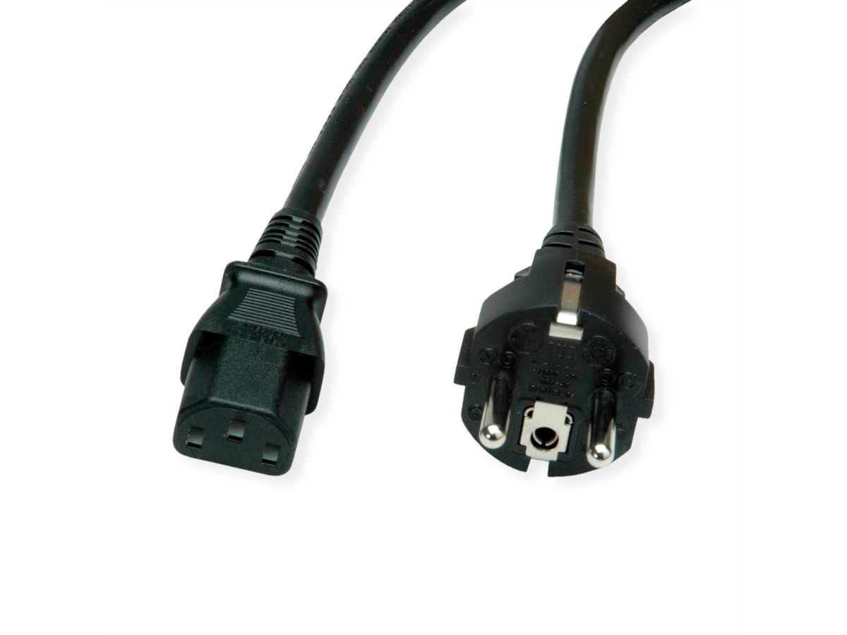 ROLINE Netzkabel, IEC-Buchse & CEE7/7-Stecker gerade, schwarz, 3 m