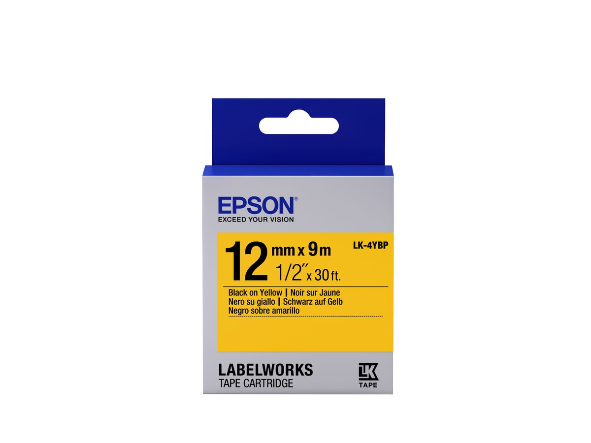 Epson Etikettenkassette LK-4YBP - Pastell - schwarz auf gelb - 12mmx9m