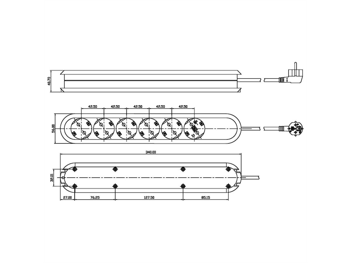 BACHMANN SMART Steckdosenleiste 6x Schutzkontakt, weiß, 5 m