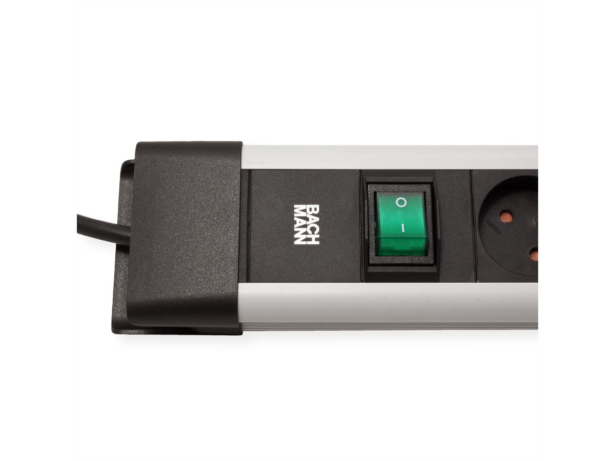 BACHMANN CONNECTUS 6xUTE, 1xSchalter 2,0m CEE7/7 Grau