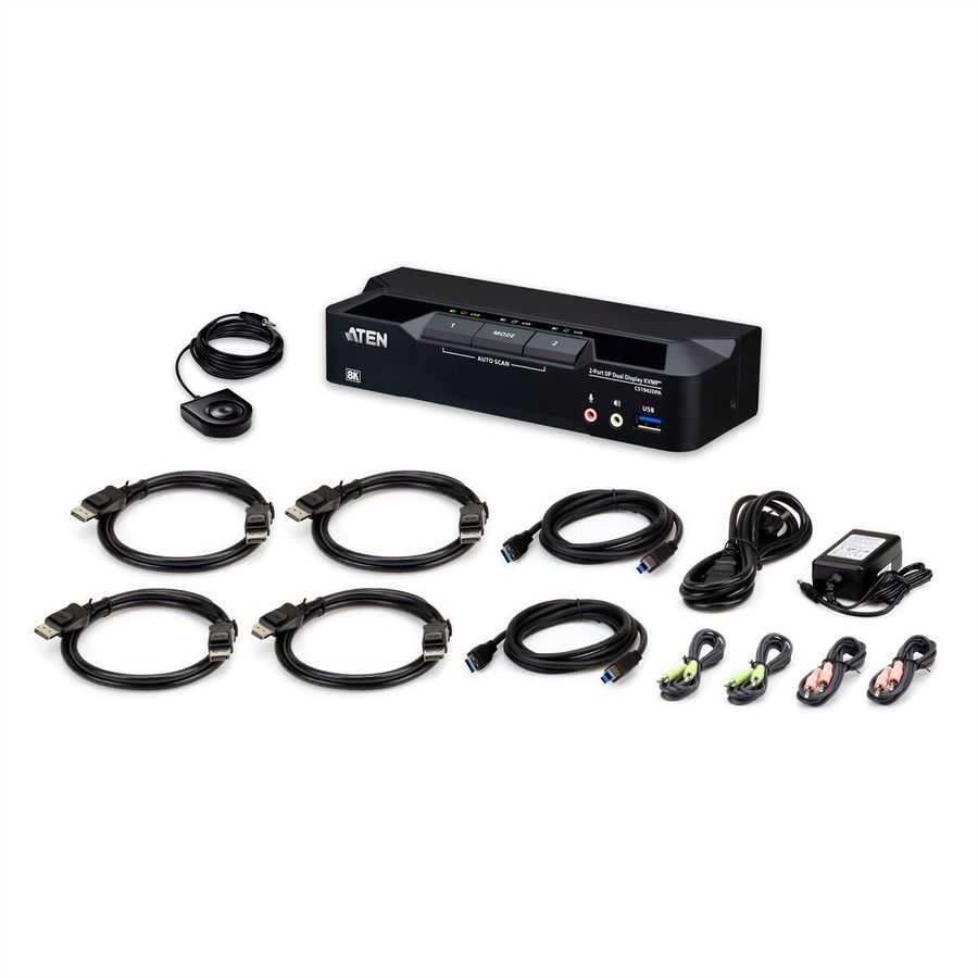 ATEN CS1942DPA 2-Port USB 3.0 8K DP KVM, DUAL View
