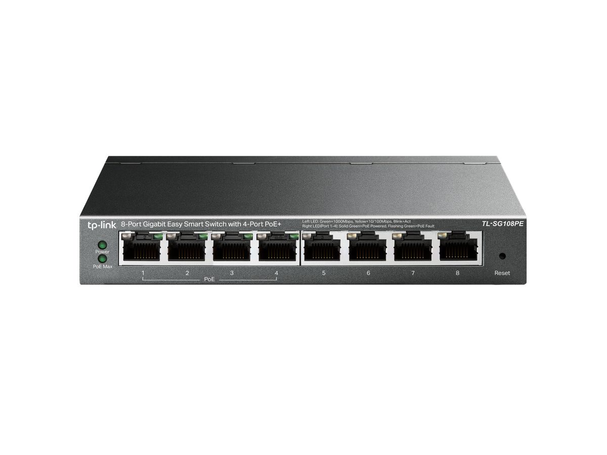 TP-Link TL-SG108PE Netzwerk-Switch Unmanaged L2 Gigabit Ethernet (10/100/1000) Power over Ethernet (PoE) Schwarz