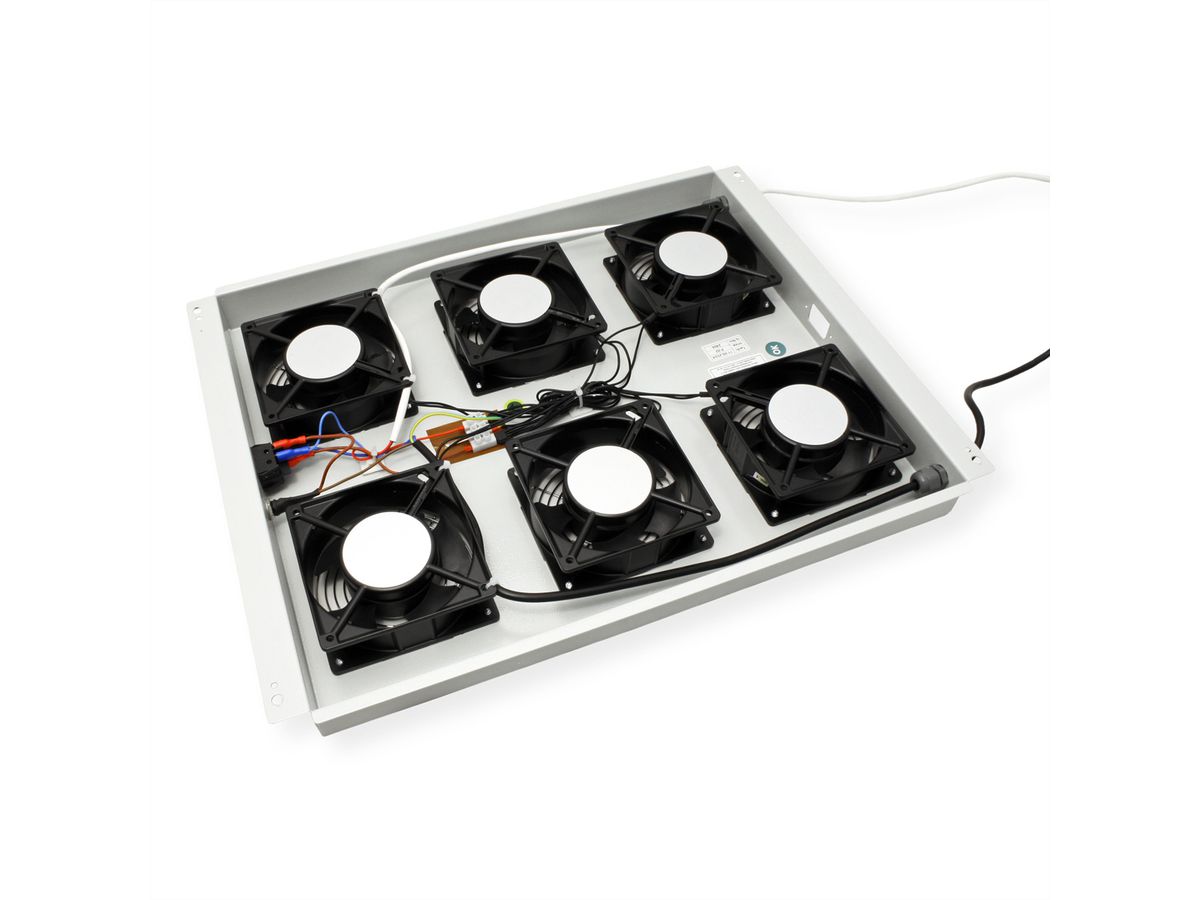 ROLINE 19-Zoll Dachlüftereinheit 6 Lüfter, Thermostat für Serverschrank grau