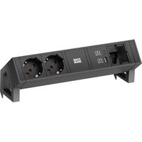 BACHMANN DESK2 2xP40 1xUSB A/C 22W 1xCM, 0,2m GST18 RAL9005 Italia