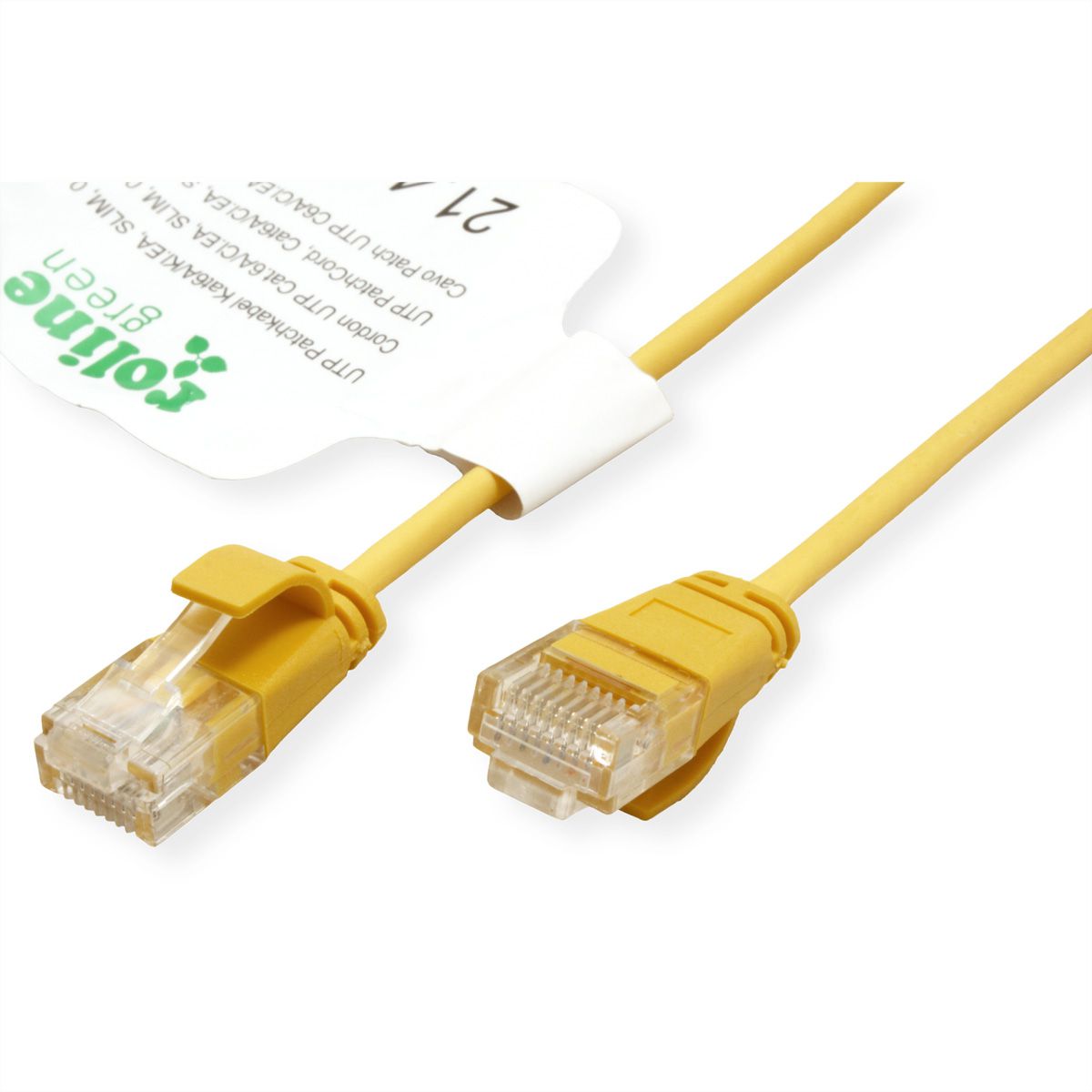ROLINE GREEN UTP Patchkabel Cat.6A (Class EA), LSOH, slim, gelb, 0,15 m
