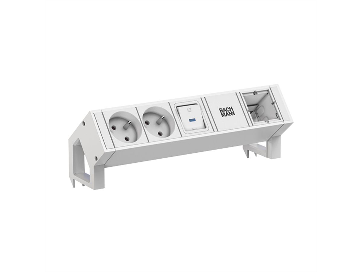 BACHMANN DESK2 white 2xUTE 1xSchalter 1xCM 0,2m GST18 RAL9010