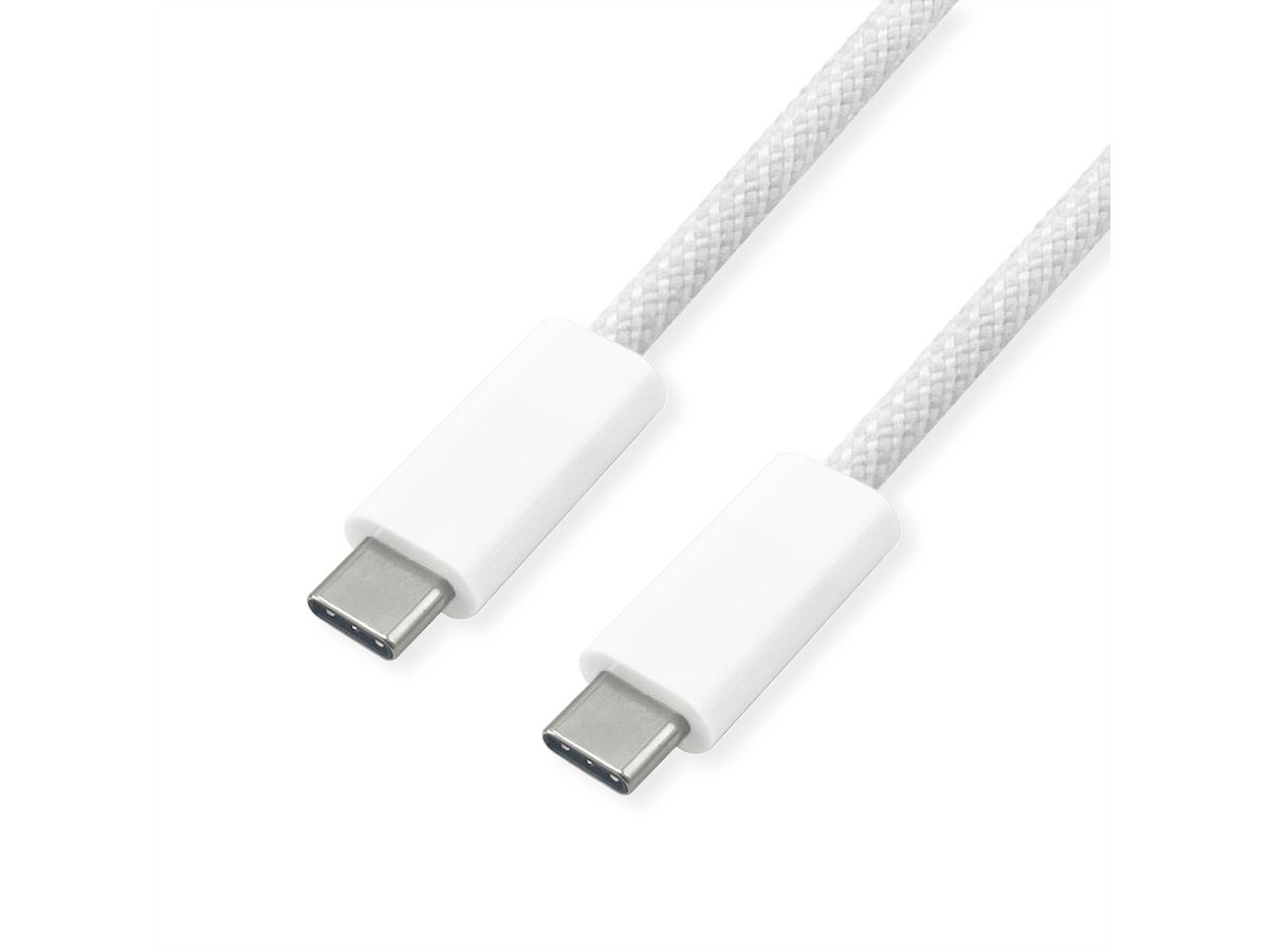 ROLINE USB4 Gen3x2 Kabel, C–C, ST/ST, 8K UHD-2, 40Gbit/s, 240W, weiß, 1 m