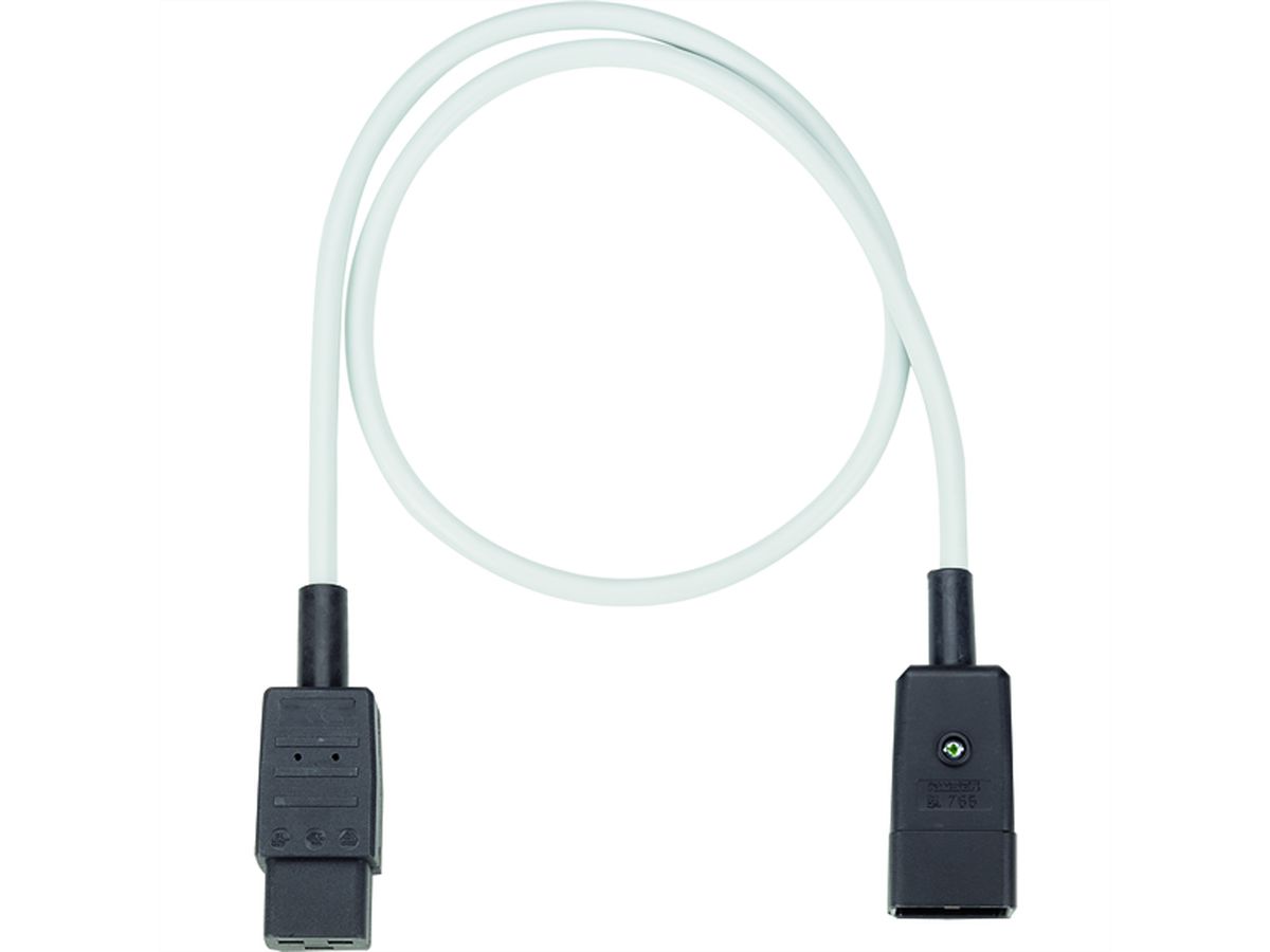BACHMANN Verlängerung H05VV-F3G1,5,grau, C20-Kaltgeräte-Stecker C19-Kaltgerätesteckdose 0,5m