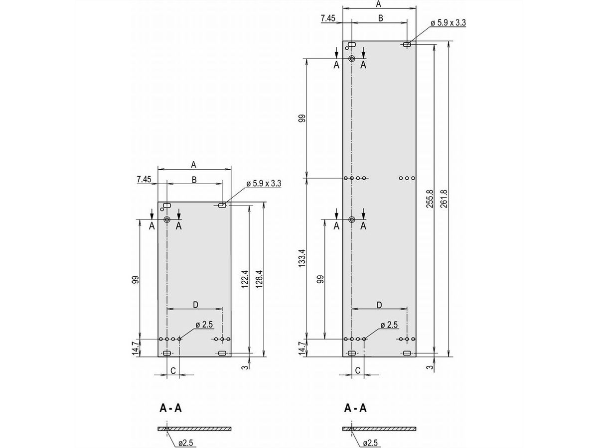 SCHROFF Frontplatte, ungeschirmt - FRONTPLATTE EMC 3HE 3TE EL/C