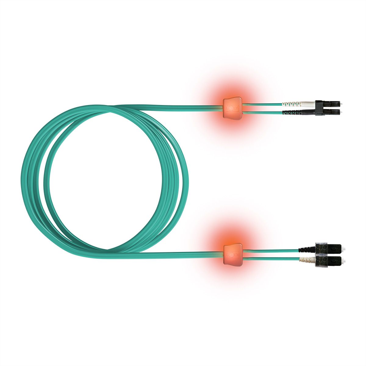 EasyLan LWL-LED-Patchkabel duplex 50/125µm OM3, LC/SC, türkis, 2 m