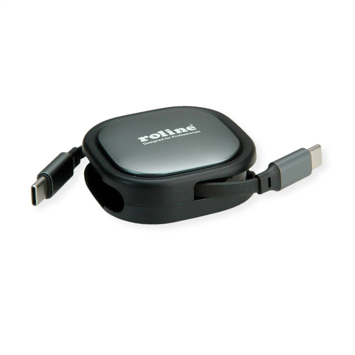 ROLINE USB2.0 Aufrollbares Kabel C-C ST/ST, schwarz, 1,2 m  