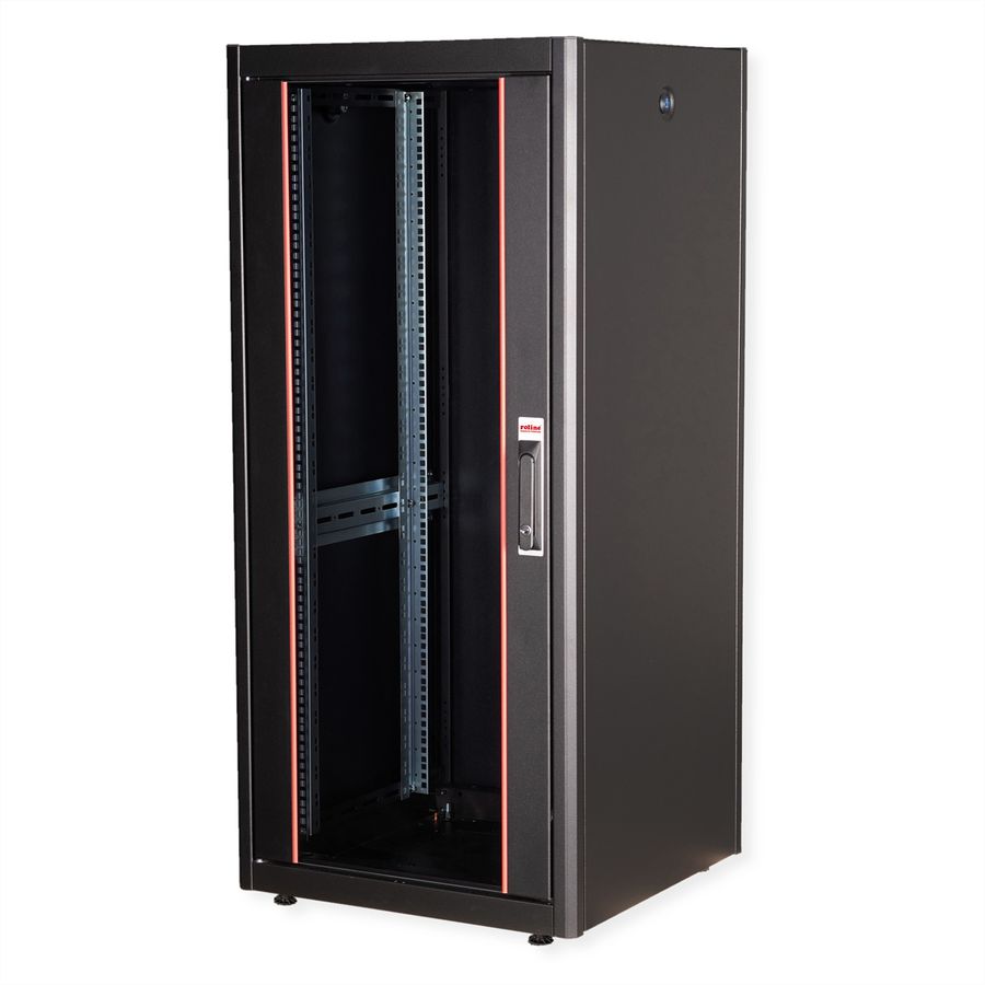 ROLINE 19-Zoll Netzwerkschrank Basic 26 HE, 600x600 BxT Glastür schwarz