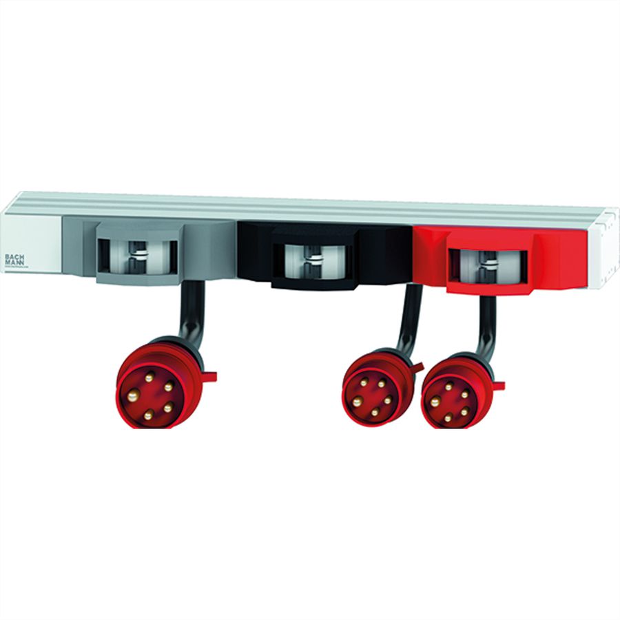 BACHMANN 19" 1HE FuseBox 6xLS C16A, 2m H05VV-F 5G4mm CEE Stecker 32A rot